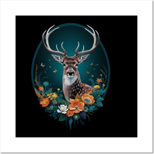 Cottagecore Floral Deer Aesthetic Posters and Art